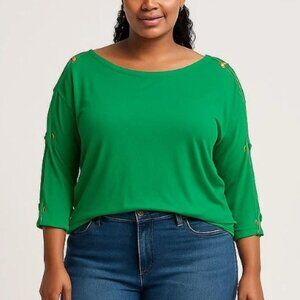 Cable + Gauge Cold Shoulder Grommet Top Shirt